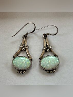Running Bear Lab Opal and Sterling Silver Earrings